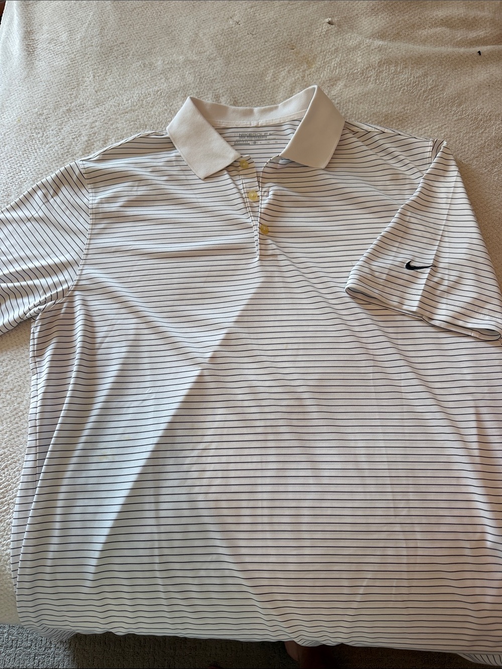 Nike Men’s White Polo with Thin Black Stripes